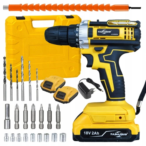 Tania Wkrętarka Akumulatorowa Walizka 2xAku 18V 2Ah Led + Akcesoria